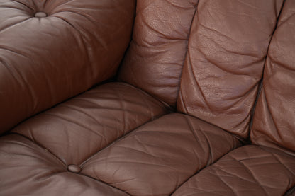 Ulferts Sweden Brown Leather 3-Seat Sofa