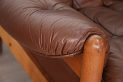 Ulferts Sweden Brown Leather 3-Seat Sofa