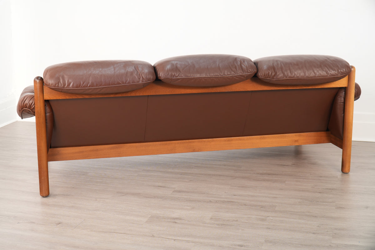 Ulferts Sweden Brown Leather 3-Seat Sofa