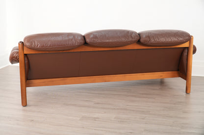 Ulferts Sweden Brown Leather 3-Seat Sofa