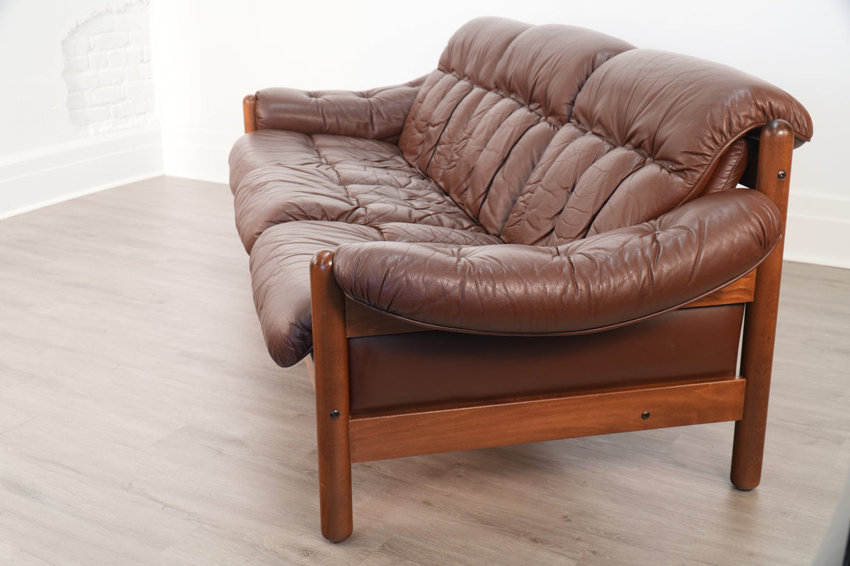 Ulferts Sweden Brown Leather 3-Seat Sofa