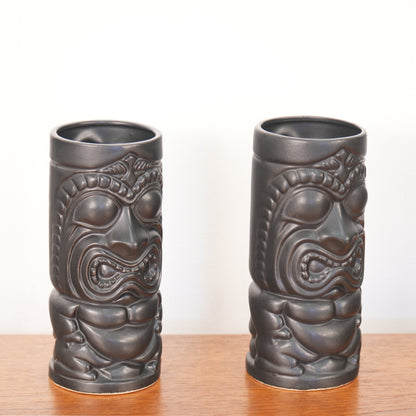 Vintage Mid-Century Otagiri Japan Matte Black Tiki Mug