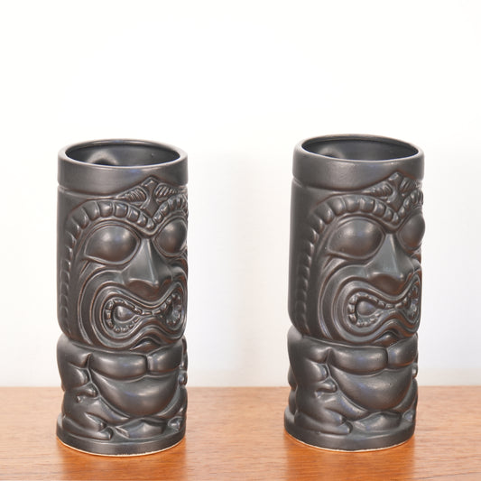 Vintage Mid-Century Otagiri Japan Matte Black Tiki Mug