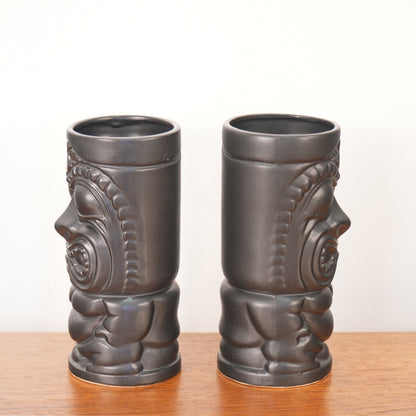Vintage Mid-Century Otagiri Japan Matte Black Tiki Mug