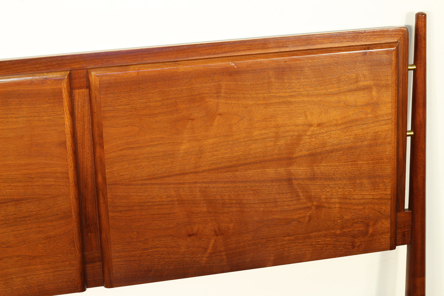 1959 Drexel "Modern" Walnut & Brass Full Headboard