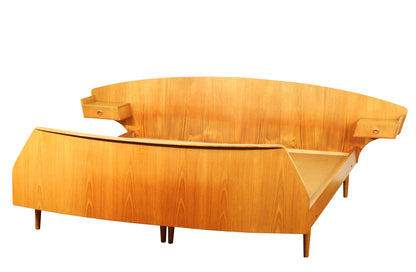 Danish Teak Queen Platform Bed In the Style of Hans Wegner