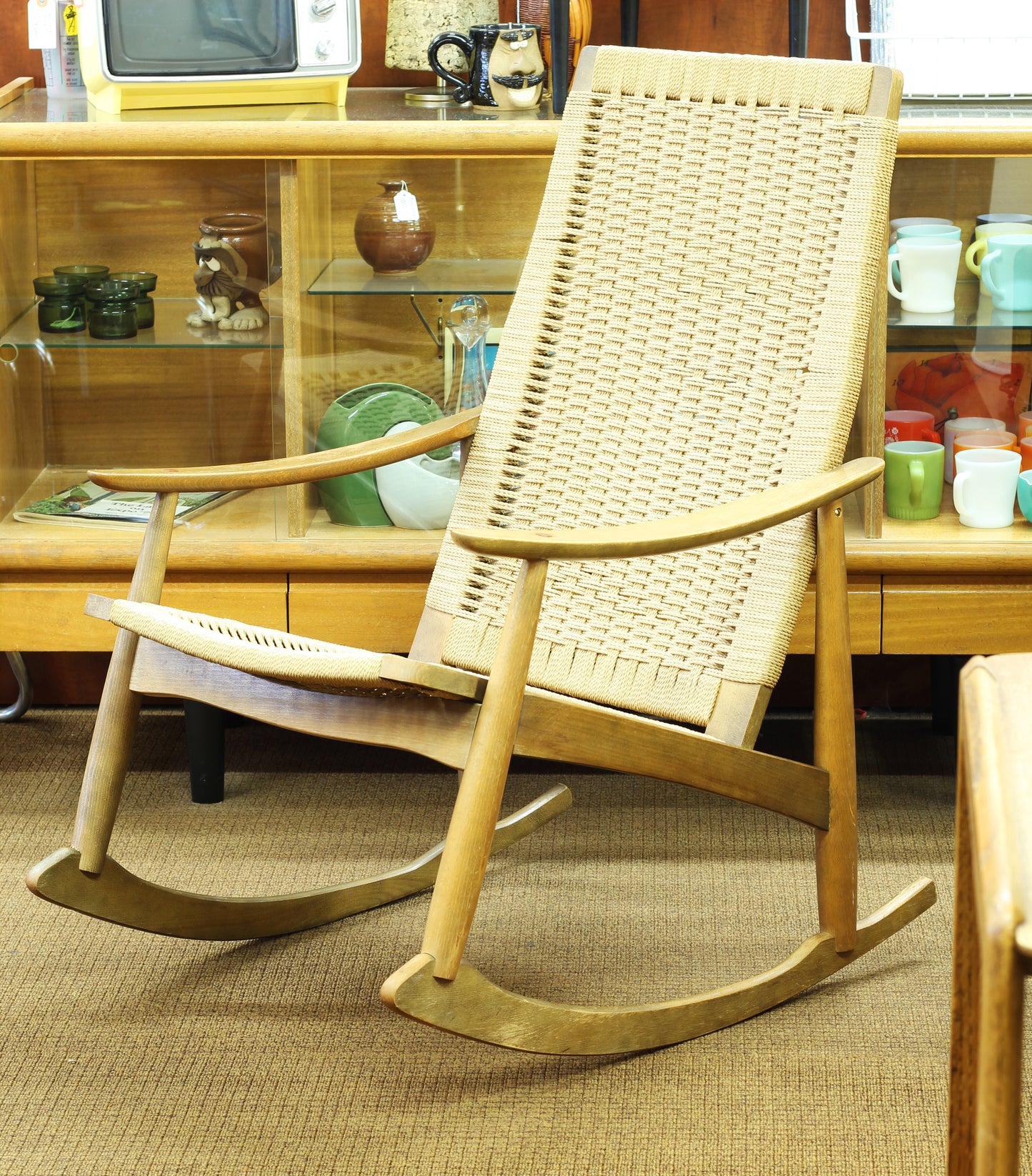 Vintage Hans Wegner Style Rocking Chair