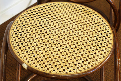 Pair Vintage Bentwood Wicker Footstools