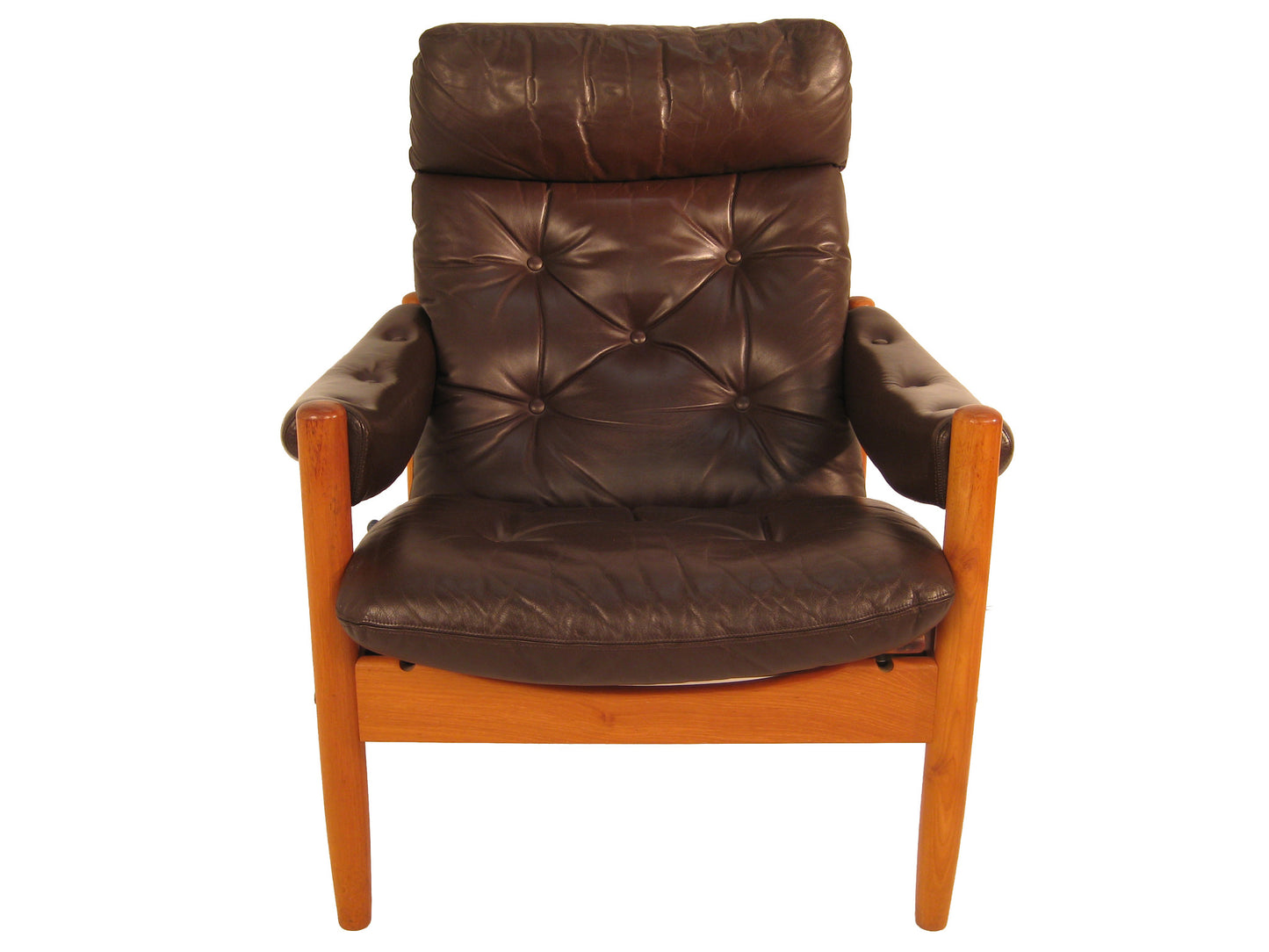 Teak/Leather Recliner & Ottoman- Norway