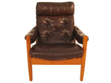 Teak/Leather Recliner & Ottoman- Norway