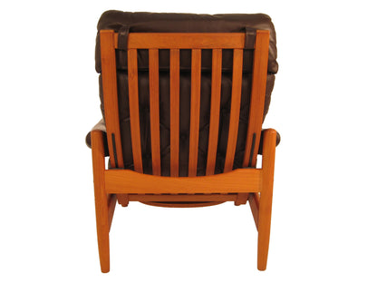 Teak/Leather Recliner & Ottoman- Norway