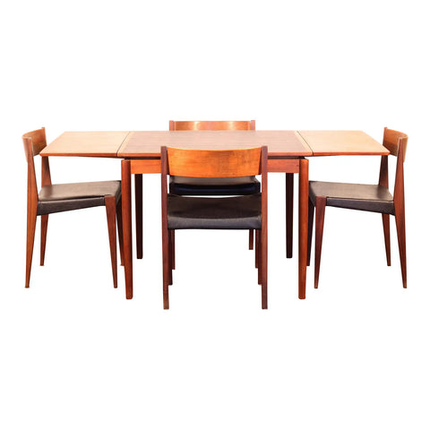 1960s Poul Hundevad Danish Teak Flip-Top Table and Four "Pia" Chairs - Set of 5
