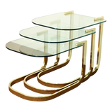 1980s DIA Brass Glass Nesting Tables - Set of 3