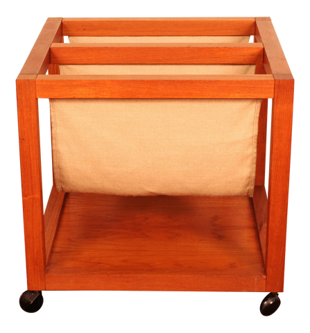 Danish Teak Rolling Magazine Caddy by Bent Silberg