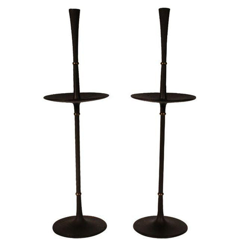 Dansk IHQ Cast Iron & Brass Candle Holders - Pair