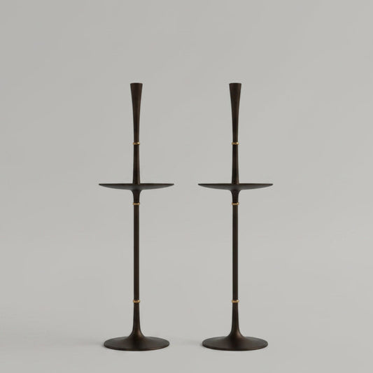 Dansk IHQ Cast Iron & Brass Candle Holders - Pair