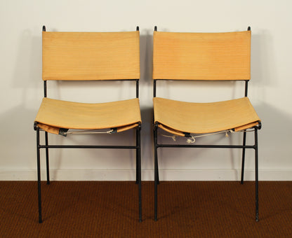 1960s Vintage Paul McCobb Style Wrought Iron Chairs - a Pair