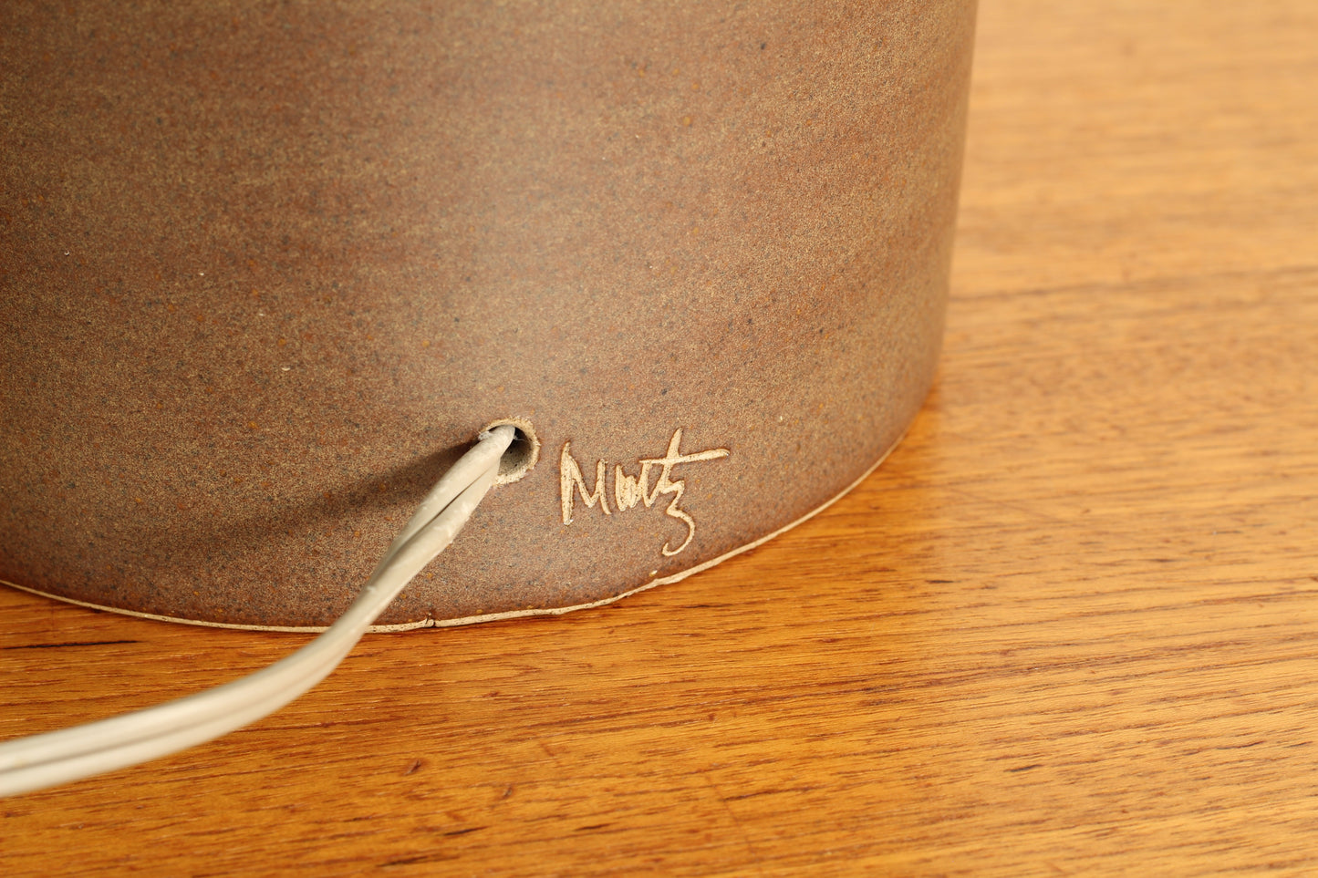 Martz Ceramic Lamps With Teak Accents - a Pair