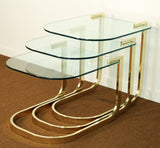 1980s DIA Brass Glass Nesting Tables - Set of 3