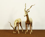 Vintage Brass Antelope Statues Sculptures- Set of 2