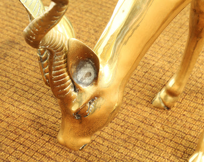 Vintage Brass Antelope Statues Sculptures- Set of 2