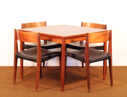 1960s Poul Hundevad Danish Teak Flip-Top Table and Four "Pia" Chairs - Set of 5