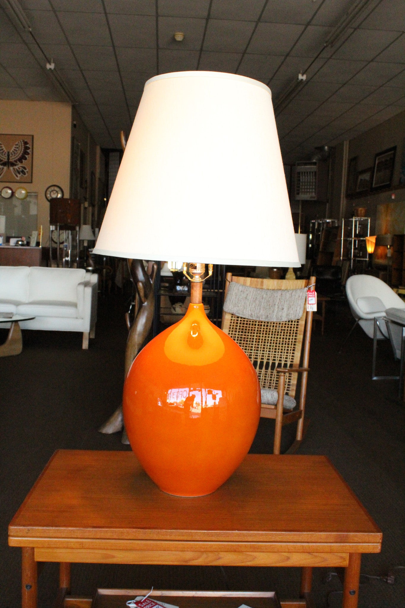 Orange Ceramic Danish Modern Lamp