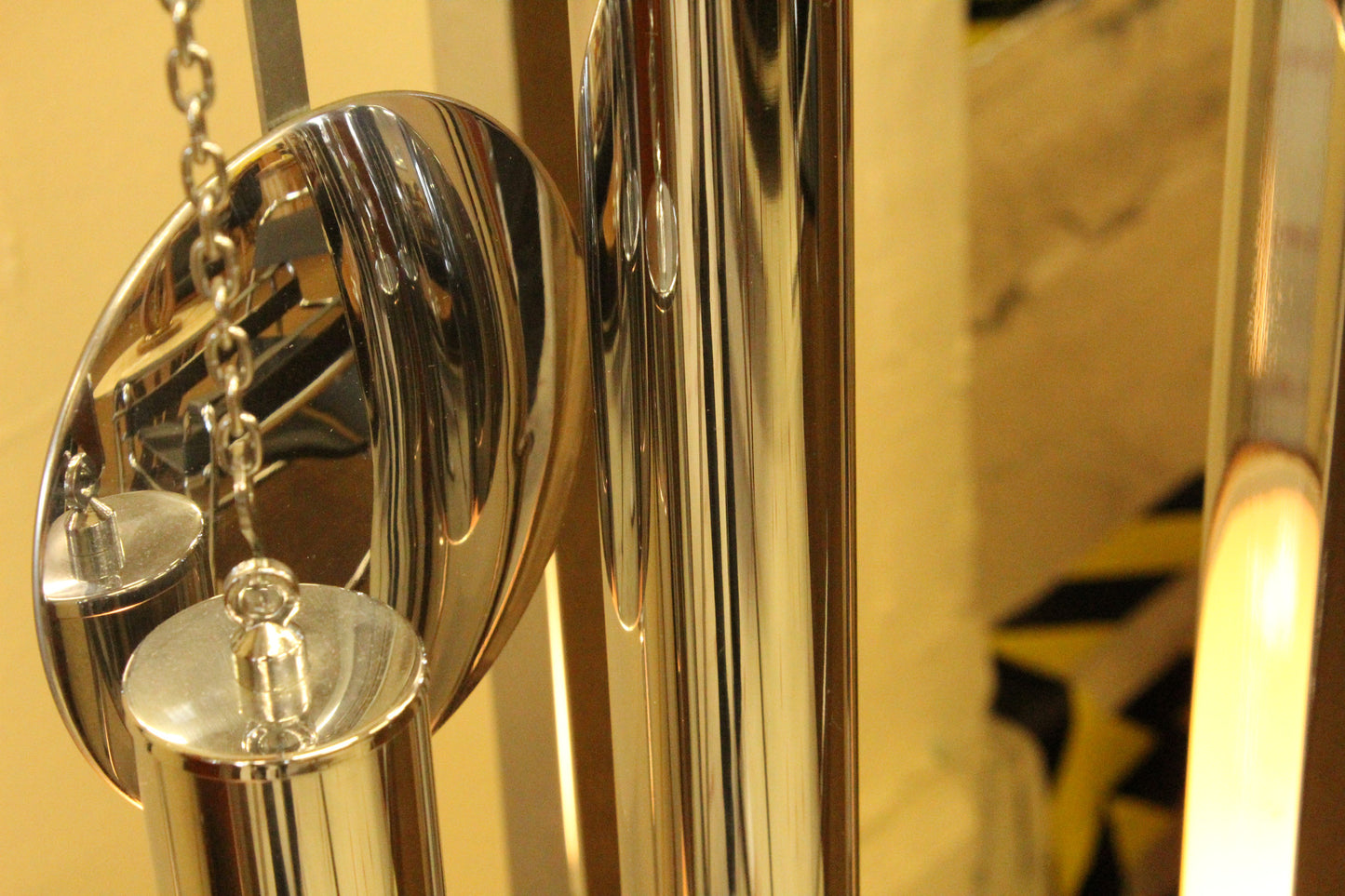 Mid-Century Rosewood & Chrome Grandfather Clock