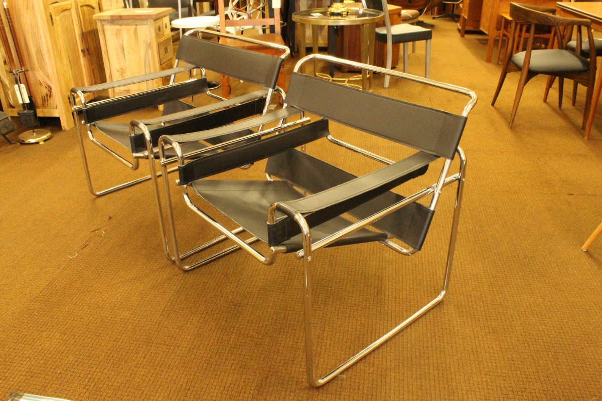 Black Wassily Style Chairs - A Pair