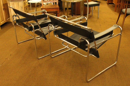 Black Wassily Style Chairs - A Pair