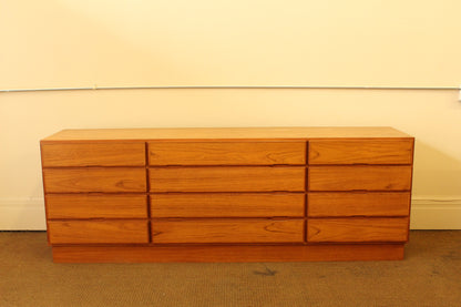 Mid-Century Danish Teak Twelve-Drawer Dresser