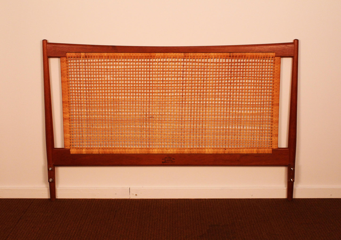 John Stuart Danish Teak & Cane Full Headboard