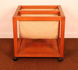 Danish Teak Rolling Magazine Caddy by Bent Silberg