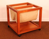 Danish Teak Rolling Magazine Caddy by Bent Silberg