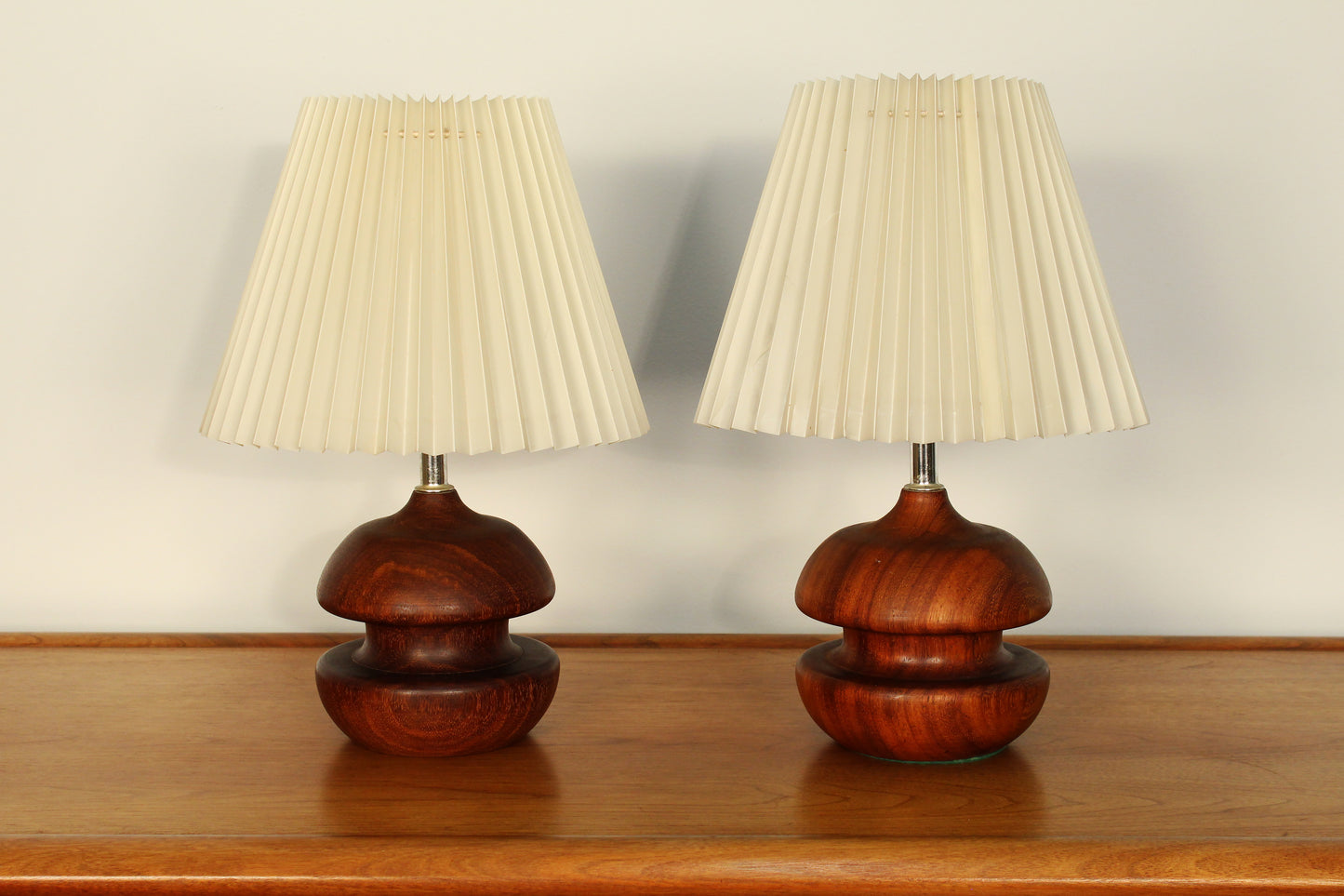 Danish Modern Sculptural Turned Rosewood Table Lamps- A Pair