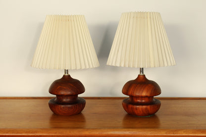 Danish Modern Sculptural Turned Rosewood Table Lamps- A Pair