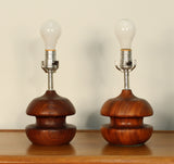 Danish Modern Sculptural Turned Rosewood Table Lamps- A Pair