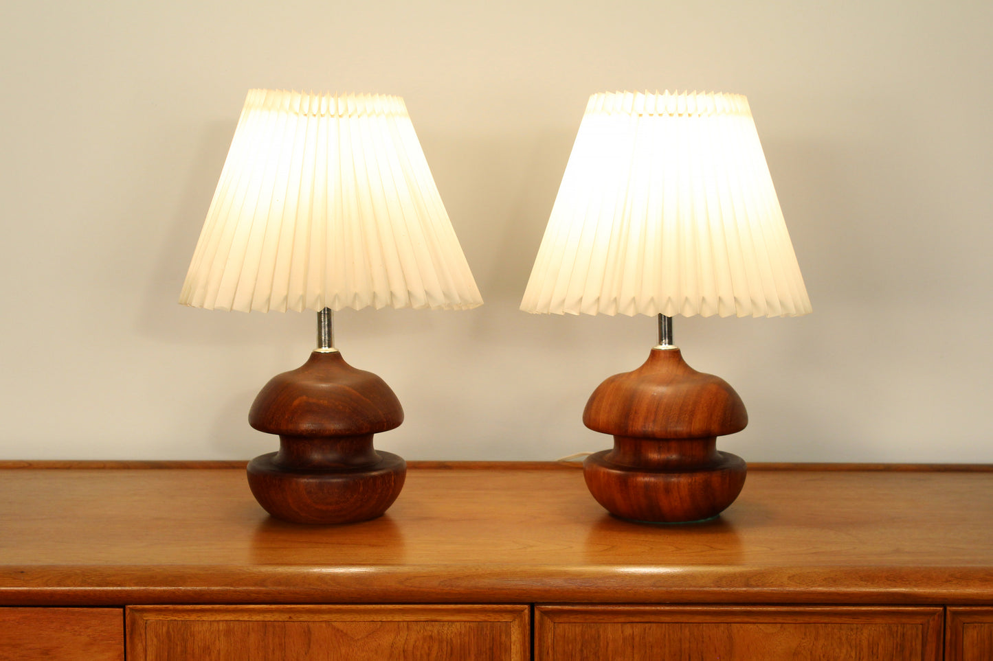 Danish Modern Sculptural Turned Rosewood Table Lamps- A Pair