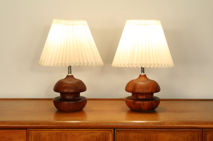 Danish Modern Sculptural Turned Rosewood Table Lamps- A Pair