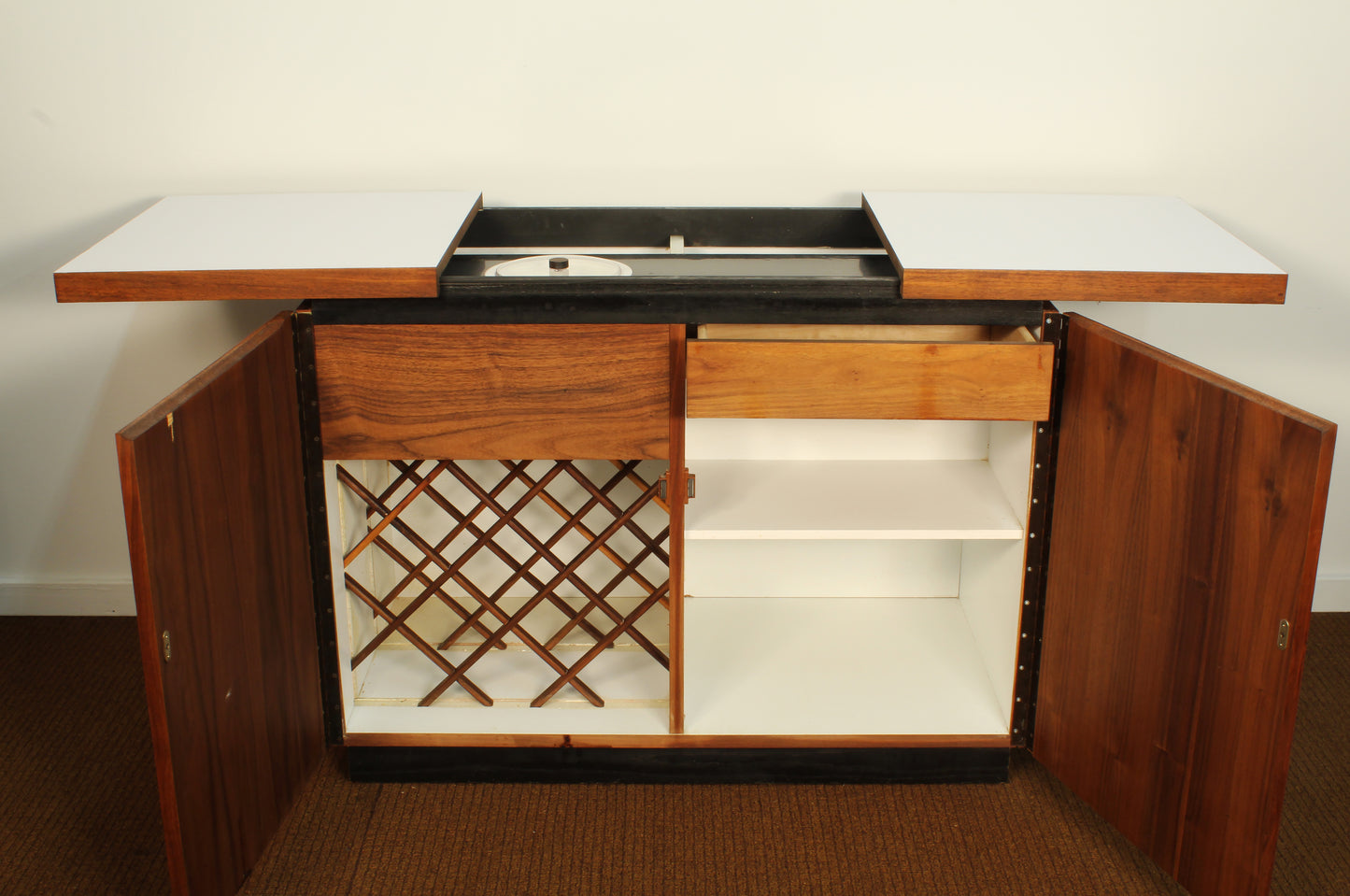 Dillingham Walnut Bar Cart With Wine Rack