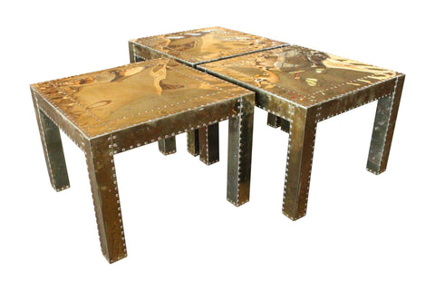 Brass-Clad Sarreid Style Tables - Set 3