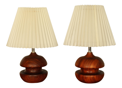 Danish Modern Sculptural Turned Rosewood Table Lamps- A Pair