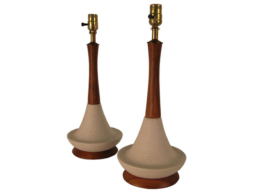 Pair white ceramic lamps