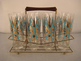 Set 8 Atomic Starburst Glasses with Caddy