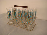 Set 8 Atomic Starburst Glasses with Caddy
