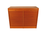 Teak Danish Locking File Cabinet with Tambour Doors