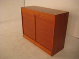 Teak Danish Locking File Cabinet with Tambour Doors