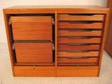 Teak Danish Locking File Cabinet with Tambour Doors