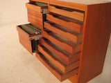 Teak Danish Locking File Cabinet with Tambour Doors