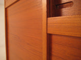 Teak Danish Locking File Cabinet with Tambour Doors